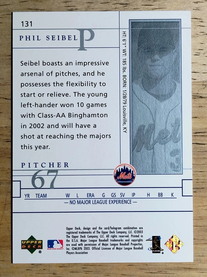 2003 Upper Deck Game Face #131 Phil Seibel FF RC - Image 2 of 2