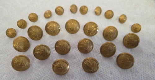 CIVIL WAR 5 ARROW BUTTONS - RARE ATTIC FIND 26 CADET USMA ALLIEN SCOVILL CONVEX