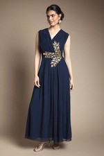 Wallis Navy Fit & Flare Dress Womens Occasion Dresses
