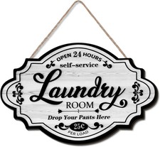 Vintage Wood Laundry Room Decor Hanging Wall Sign Door Sign Farmhouse Rustic Wal