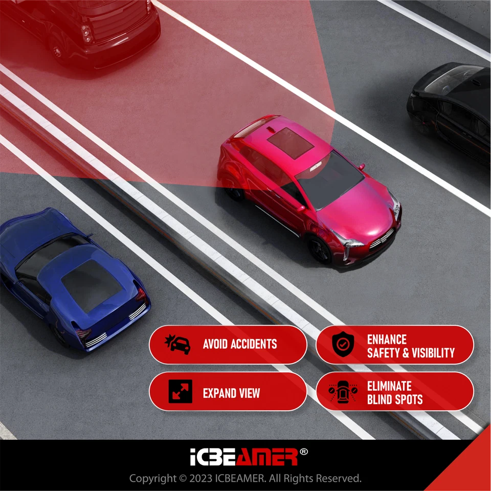 Espejo retrovisor universal ICBEAMER 240 MM plano transparente clip interior B244 Foto 4 de 4