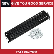 1 Set 12G 235mm Length Bicycle Spokes Nipple Carbon Steel Black Universal New