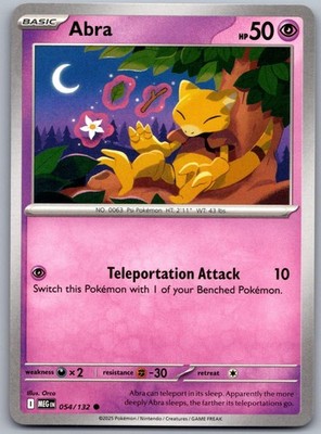 Abra 054/132 Common Mega Evolution Pokemon Near Mint