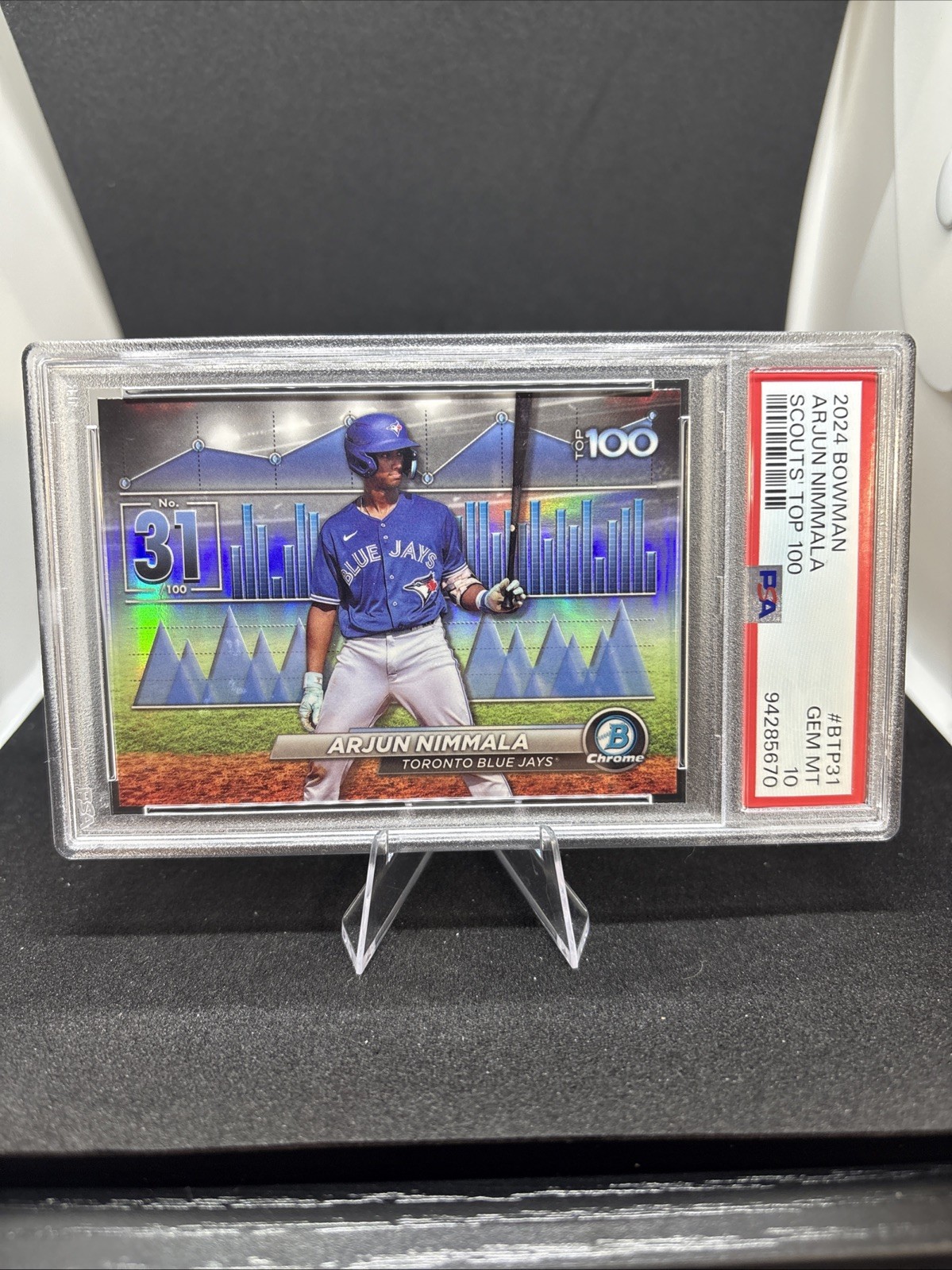 2024 Bowman Chrome Scouts Top 100 BTP-31 ARJUN NIMMALA - PSA 10 Gem Mint