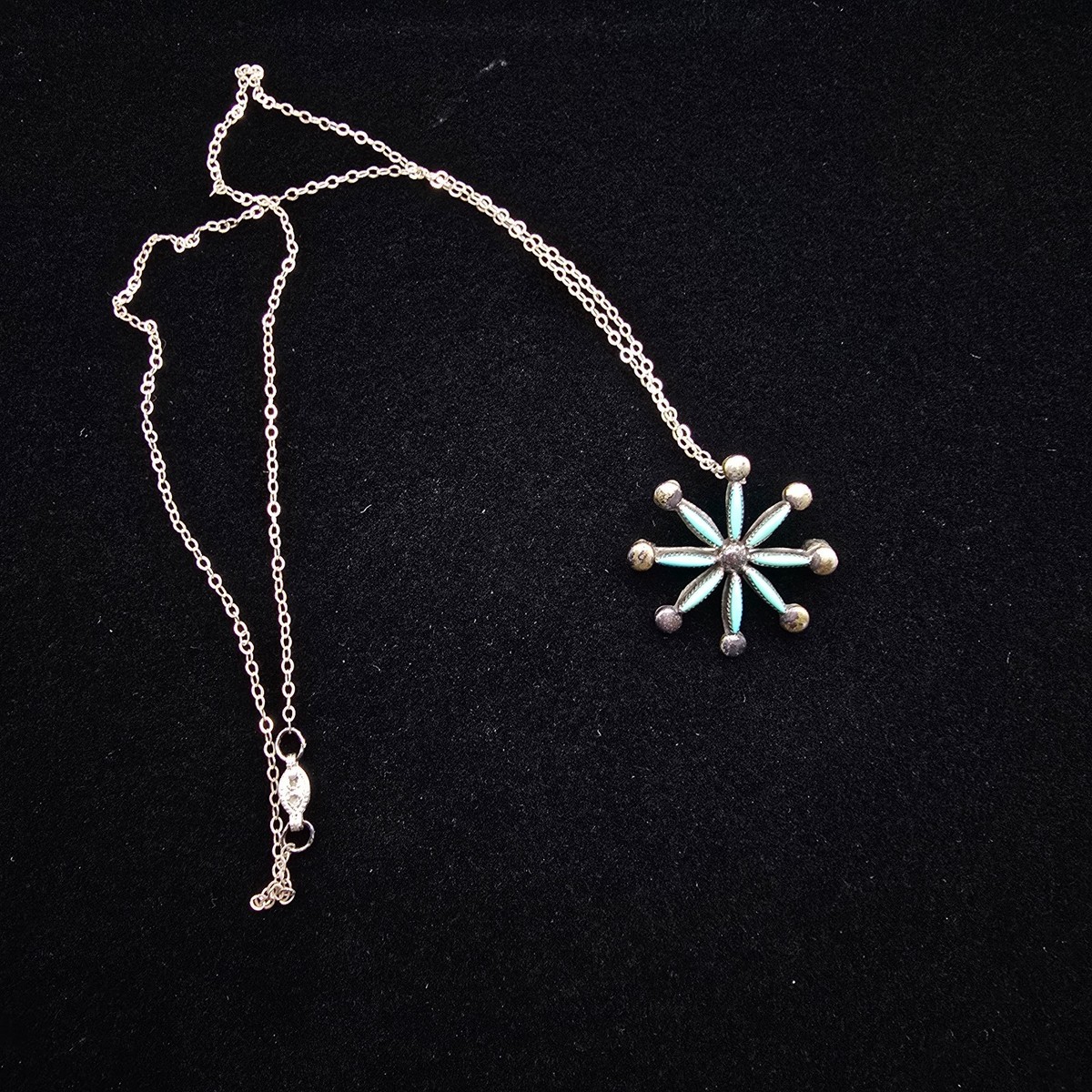vintage N Haskie Sterling Silver Turquoise necklace pendant brooch