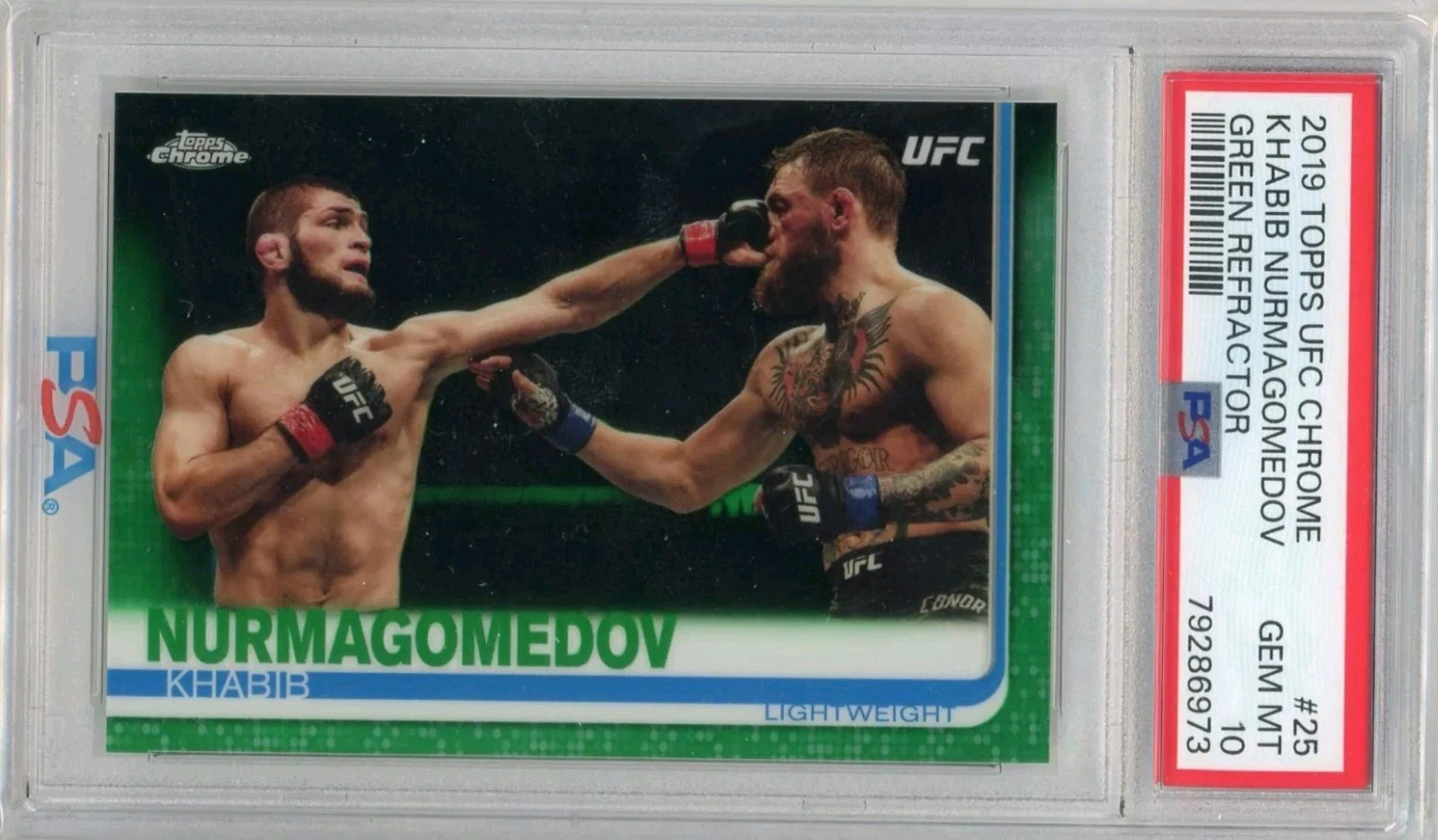 2019 Topps Chrome UFC #25 Khabib Nurmagomedov McGregor Green /99 PSA 10 GEM MINT