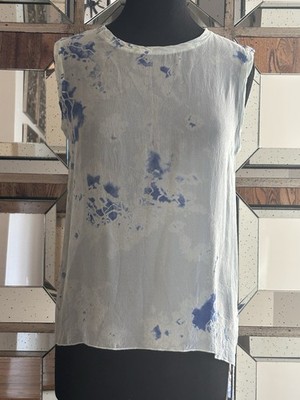 Raquel Allegra Silk Mint & Blue Chiffon Muscle Tee SZ 0, XS New W/Tags