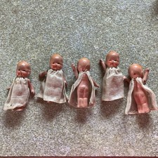 Rare 5 Antique Japan 2 1/2" Bisque Baby Doll-set 5 1920 s-1940 s Penny Dolls
