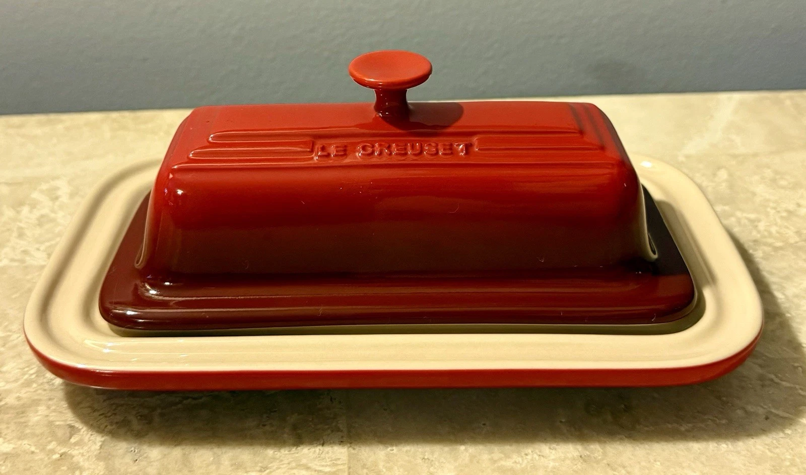 Vintage Le Creuset Red Stoneware Butter Dish Covered Lid Made In France
Opens in a new window or tab
