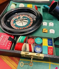 Original Casino Baden-Baden Tisch Roulette Spiel  Im Lederkoffer von 1936