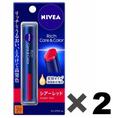 NIVEA Rich Care&Color Lip Stick Sheer Red 2Pack/2g Kao SPF20 PA++ Made in Japan