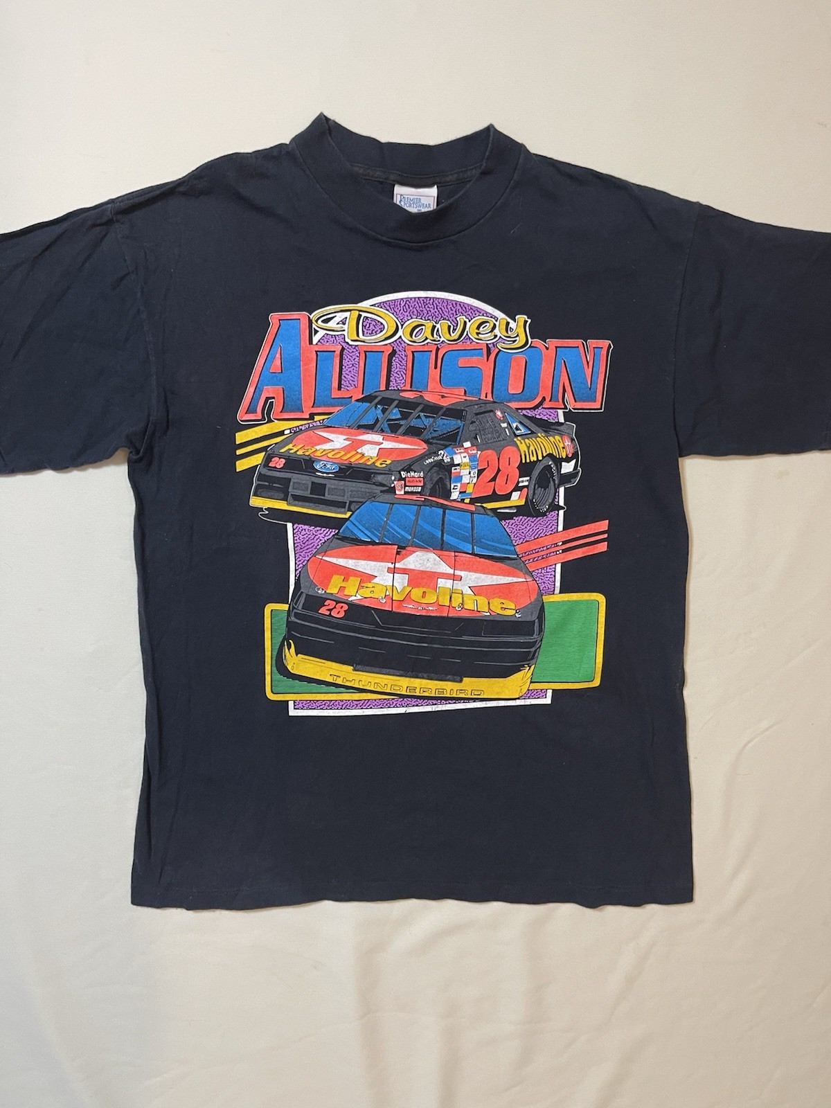 Rare Mint 90s Davey Allison Havoline NASCAR T-Shirt #28  XL