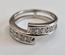 14ct White Gold Ring Diamond Stones Ring Size M 1/2 Solid Gold Hallmarked