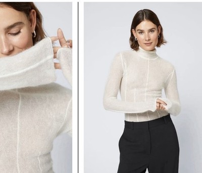 Savior & Other Stories XS Light Fitted Mohair Wool Turtleneck Classic Minimal