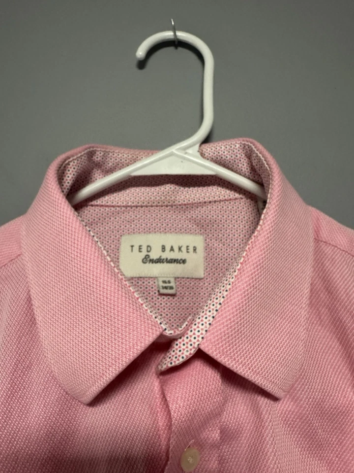 Camisa de vestir Ted Baker Endurance para hombre 15,5 - 34-35 rosa manga larga ver descripción. Foto 4 de 4