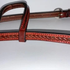 Western Leather Bridle Sliding One Ear Tooled Head Stall Buckles