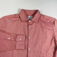 Mizzen Main Dress Shirt Long Sleeve Red Plaid Trim Fit Mens Size XL