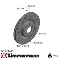 Zimmermann 100.3332.54 Bremsscheibe FüR Audi A4 B8 A5 Q5 8RB 8T3 8F7 8TA 8K2