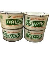 Lot Of 4- Vintage Briwax Natural Wax 16 Oz Metal Wax Can, Wood Wooden Surfaces