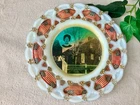 VTG Milk Glass Patriotic Plate Flag Ribbon Edge Jenny Wade House Gettysburg