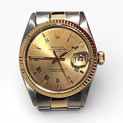 Rolex Date 34 mm Two Tone Champagne Oyster Automatic Watch 1501 Circa 1964