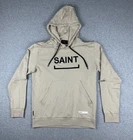 Saint Morta Men's Hooded Jumper Size L Beige Street Wear Hoodie Kangaroo Pocket