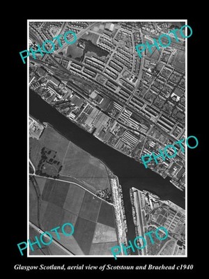 Glasgow Scotland Aerial View Scotstoun Braehead c1950 Old Large Historic Photo