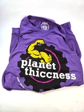 Planet Thiccness Large Purple T Shirt Tango Charlie Apparel Image on Front