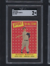 1958 Topps MICKEY MANTLE All-Star #487 SGC 2 HOF New York Yankees AS