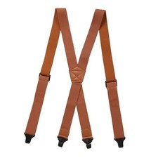 Heavy Duty Suspenders for Men, 1.4" Wide X-Back Mens Work Suspender with Brown