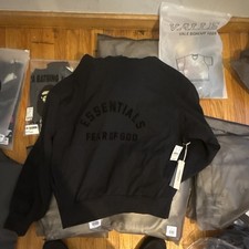 Essentials Fear of God Black Logo Crewneck Pullover Men  s Sweatshirt Size L
