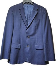 BOSS HUGO BOSS-Navy Blue 110's Wool, Mens 2B/SV, Pic Stitched Blazer-(36.S)