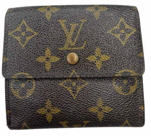 Louis Vuitton Elise Wallet Womens Monogram Snap Coated Canvas Small Brown France