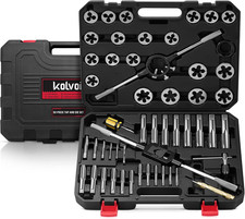 52-Piece Large SAE Tap and Die Set, 1/4"-20 to 1"-14 Coarse and Fine Threads, He