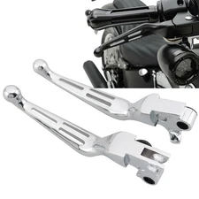 Chrome Slotted Brake Clutch Levers for Harley Softail Fat Boy Springer FXSTS/I
