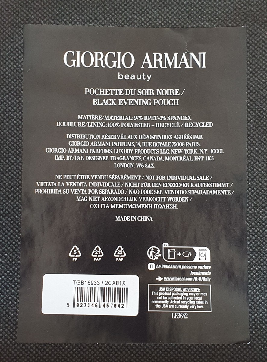 Giorgia Armani Beauty Evening Pouch with Dust Bag | eBay UK
