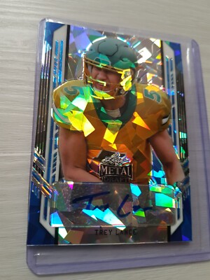 Trey Lance RC 8/25 Auto Blue Cracked Ice Color Match Dallas Chargers 2021 NFL