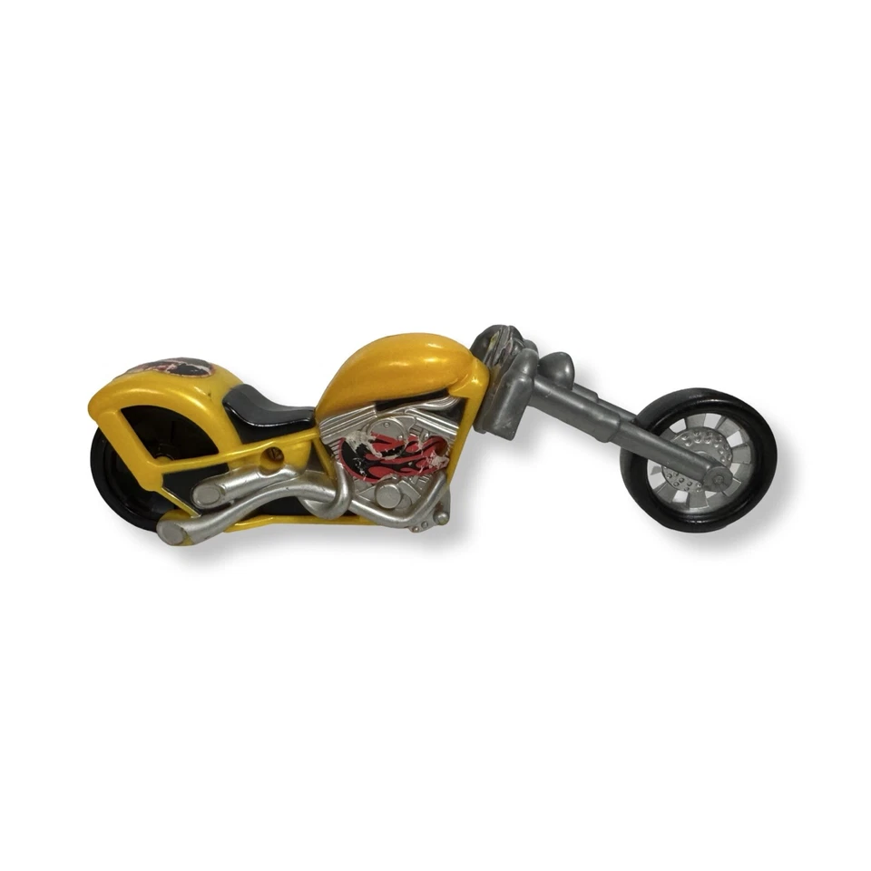 WP Chopper Motocicleta Juguete 6 pulgadas Amarillo Plástico Bicicleta Llama Calavera Gráficos Foto 2 de 4
