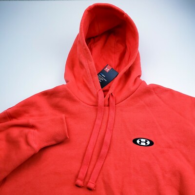 Under armour Bright Orange Red Color Cold GearRival Pullover Hoodie Mens  Large