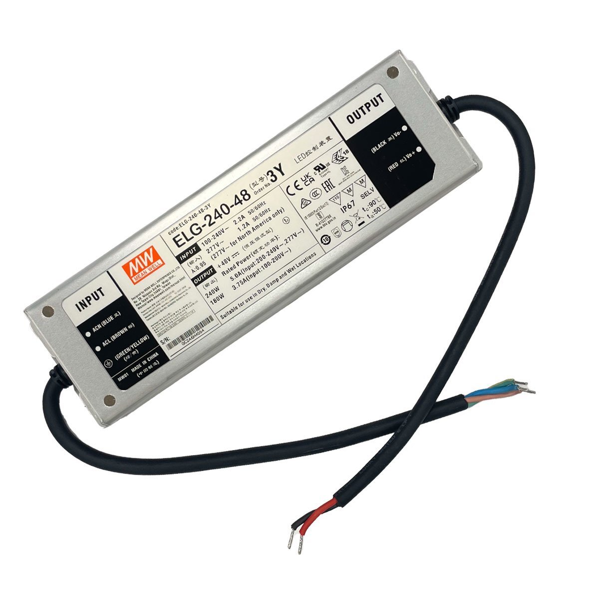 Alimentatore 48V 5A MeanWell ELG-240-48-3Y | Potenza IP67 Esterna