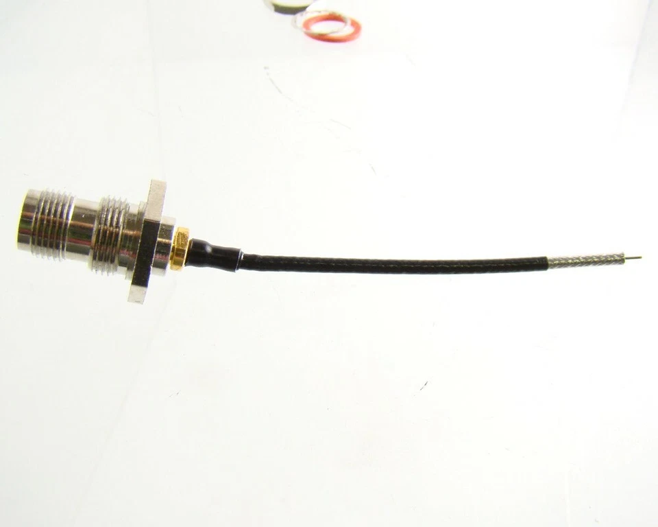 Lot of (250) TNC Female Rear Bulkhead Clamp Crimp Connectors w/ 3" Cables - Image 4 of 4