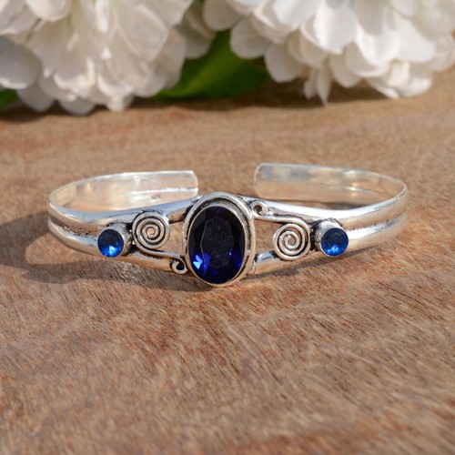 Dark Blue Tanzanite Gemstone 925 Sterling Silver Bracelet For One Person Gift - Picture 3 of 8