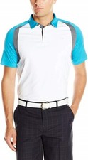 Calvin Klein men Polo Shirt Vivid Blue White S performance Short Sleeve Golf New