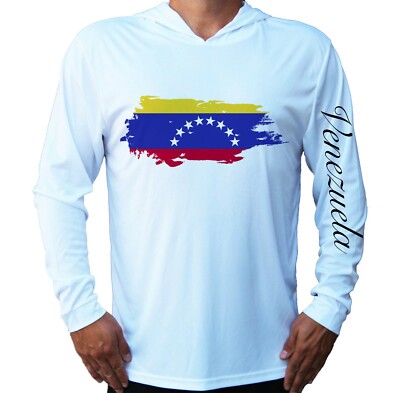 Venezuela Flag Water Sport UV Protected UPF 50 Long Sleeve T-Shirt Hood Fishing