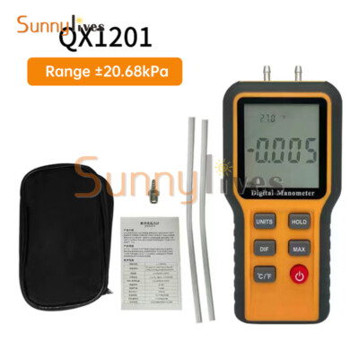 Digital Manometer Differential Dual Port Air Pressure Gauge Test Meter ±20.68Kpa
