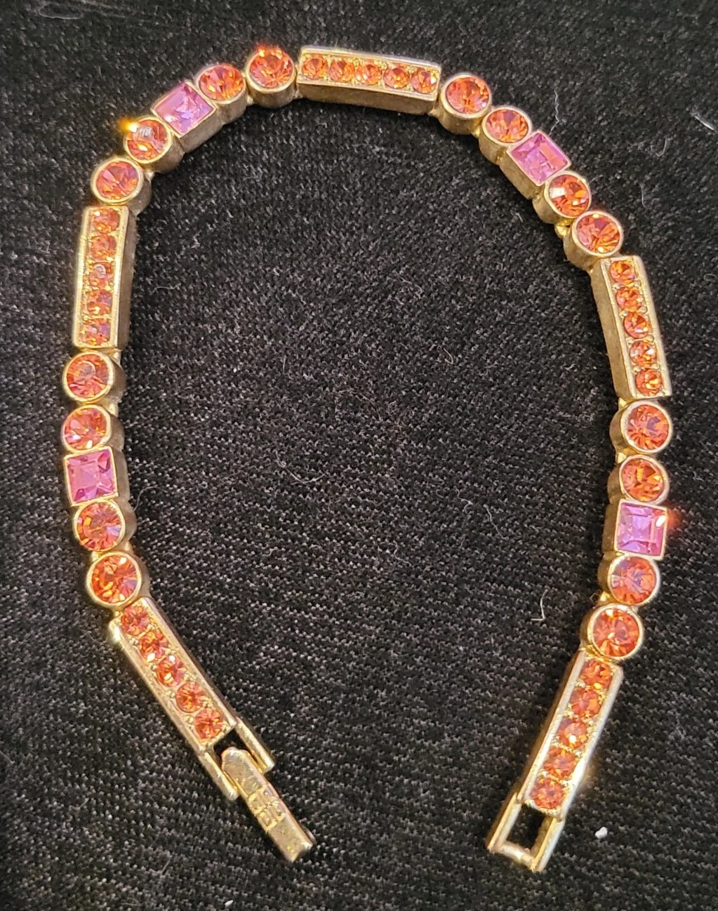 "Bracciale Tennis Vintage Elegante Givenchy Tono Oro Rosa Strass Sezioni 7""