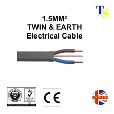100 METRES of 1.5mm ² Twin and Earth Cable Grey/Brown/Blue 6242Y Electrical 