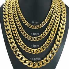 210g Heavy Men's 18k gold vacuum plating Solid Cuban Curb Chain necklace