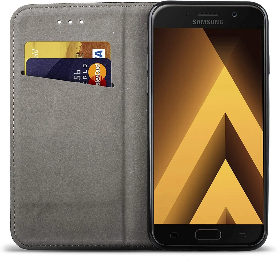 CUSTODIA LIBRO PER PER SAMSUNG GALAXY A5 2017 - COVER SMART MAGNET CASE NERO - Immagine 3 di 4