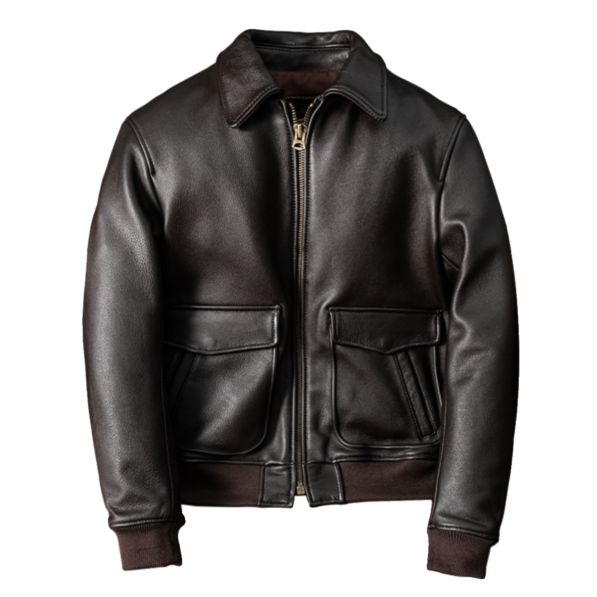 Retro Genuine Leather Jacket Men Short 100% Cowhide Coats
